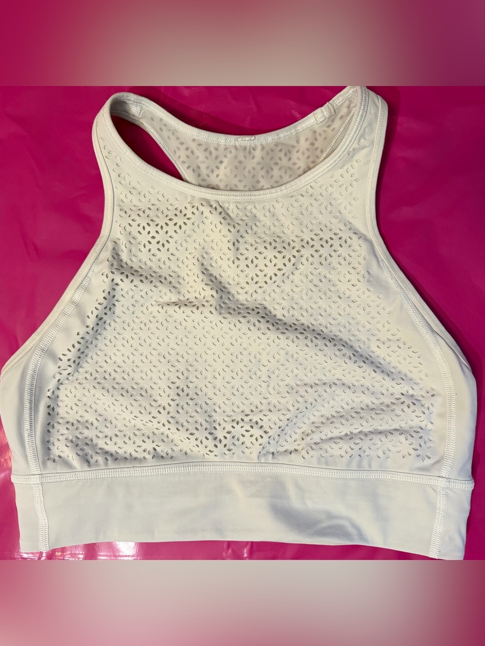 Lululemon Get Your Peek On High-Neck Long Line Sports Bra Yoga W2AQD Laser-Cut
